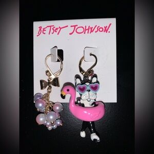 Betsey Johnson Flamingo w/ doggy earrings 
BRAND NEW